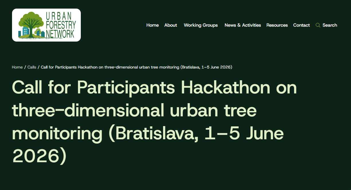 Call for Participants Hackathon on three-dimensional urban tree monitoring (Bratislava, 1–5 June 2026)